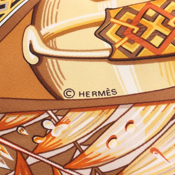 HERMES Brown Silk Scarf - Picture 2 of 4